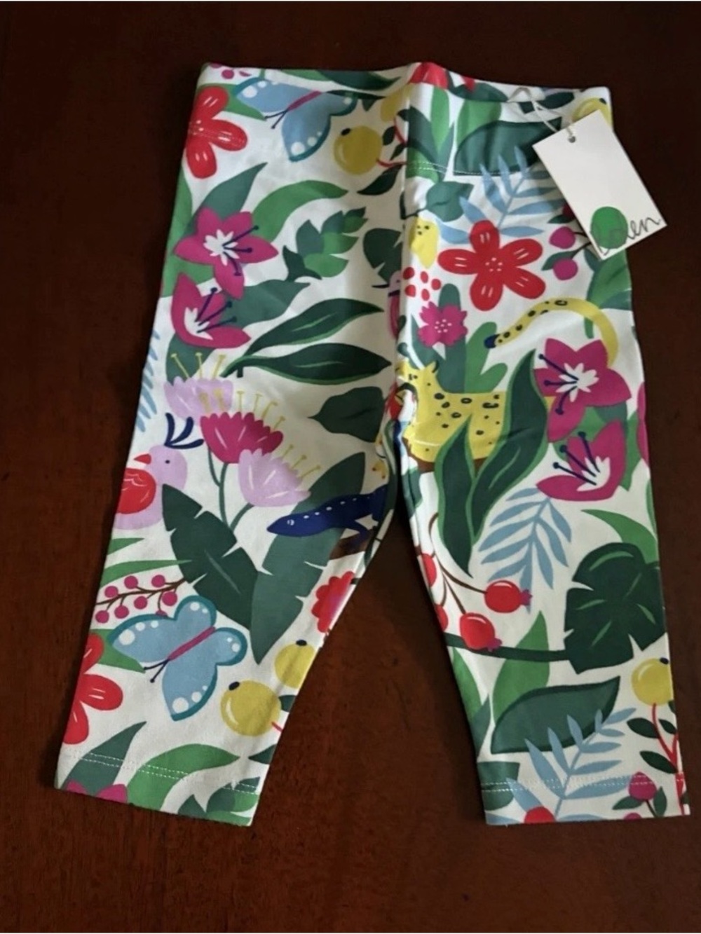 Kids Floral & Jungle Print Leggings - White Multi
